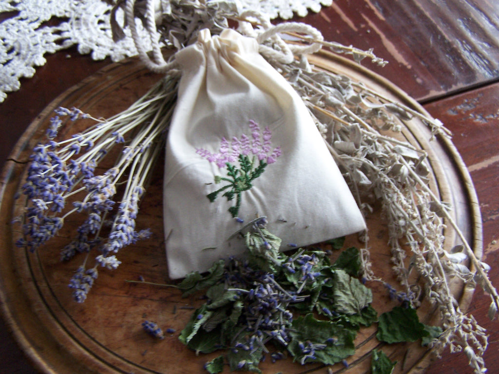 Embroidered Lavender Sachet